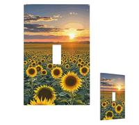 Plaque murale pour interrupteur - Motif coucher de soleil sur un champ de tournesol - Plaque murale décorative pour prise électrique - Plaque frontale pour salle de bain et cuisine - 12,7 x 7,6 cm