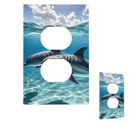Plaque murale pour interrupteur Motif dauphins dans la mer 1 interrupteur décoratif pour prise électrique de salle de bain et cuisine 12,7 x 7,6 cm
