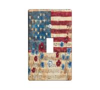 Plaque murale pour interrupteur motif fleurs du 4 juillet - 1 interrupteur simple - Vintage Independence Day - Façade électrique pour chambre à coucher, salle de bain, vacances américaines - Taille
