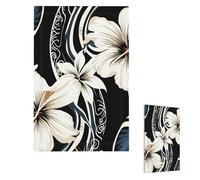 Plaque murale pour interrupteur - Motif fleurs hawaïennes noires et blanches - 1 interrupteur - Plaque décorative pour prise électrique - Plaque frontale pour salle de bain et cuisine - 12,7 x 7,6 cm