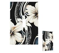 Plaque murale pour interrupteur - Motif fleurs hawaïennes noires et blanches - 1 interrupteur - Plaque décorative pour prise électrique - Plaque frontale pour salle de bain et cuisine - 12,7 x 7,6 cm