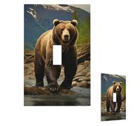 Plaque murale pour interrupteur - Motif ours marron - 1 interrupteur - Plaque décorative pour prise électrique - Plaque frontale pour salle de bain et cuisine - 12,7 x 7,6 cm