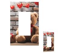 Plaque murale pour interrupteur - Motif ours mignon - Cadeau de Saint-Valentin - 1 interrupteur - Couvercle décoratif pour prise électrique - Plaque frontale pour salle de bain et cuisine - 12,7 x 7,6