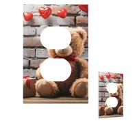 Plaque murale pour interrupteur - Motif ours mignon - Cadeau de Saint-Valentin - 1 interrupteur - Couvercle décoratif pour prise électrique - Plaque frontale pour salle de bain et cuisine - 12,7 x 7,6