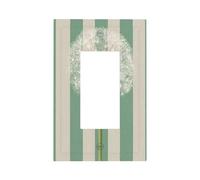 Plaque murale pour interrupteur motif pissenlit sur fond beige à rayures vert clair - 1 interrupteur à bascule - Décoration pour la maison, la cuisine, la salle de bain