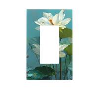 Plaque murale pour interrupteur mural à bascule simple en forme de fleur de lotus blanche - 1 bande décorative pour la maison, la cuisine, la salle de bain