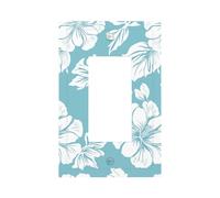 Plaque murale pour interrupteur mural à bascule simple en forme de fleur d'hibiscus blanche sur fond bleu clair pour décoration de maison, cuisine, salle de bain