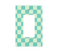 Plaque murale pour interrupteur mural à bascule simple - Motif à carreaux turquoise et beige - Décoration pour la maison, la cuisine, la salle de bain