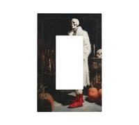 Plaque murale pour interrupteur mural à bascule simple Motif squelette portant un manteau blanc et des bottes rouges Décoration pour la maison, la cuisine, la salle de bain