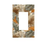 Plaque murale pour interrupteur mural à bascule simple orange et gris avec feuilles de monstera pour décoration de maison, cuisine, salle de bain
