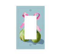 Plaque murale pour interrupteur mural avec deux poires vertes avec ruban rose - 1 interrupteur à bascule - Décoration pour la maison, la cuisine, la salle de bain