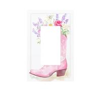 Plaque murale pour interrupteur mural en forme de botte de cowgirl rose avec fleurs colorées - 1 interrupteur à bascule - Décoration pour la maison, la cuisine, la salle de bain