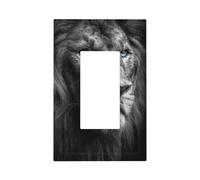 Plaque murale pour interrupteur mural en forme de lion noir et blanc - 1 interrupteur à bascule - Décoration pour la maison, la cuisine, la salle de bain