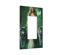 Plaque murale pour interrupteur mural fantaisie forêt mystique femme loup 1 interrupteur à bascule 1 gang décorateur de prise de courant pour la maison, la cuisine, la salle de bain