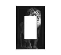 Plaque murale pour interrupteur mural Lion en noir et blanc à bascule unique 1 gang Décorateur de prise de courant pour la maison, la cuisine, la salle de bain