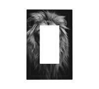 Plaque murale pour interrupteur mural Lion noir et blanc à bascule unique 1 gang Décorateur de prise de courant pour la maison, la cuisine, la salle de bain