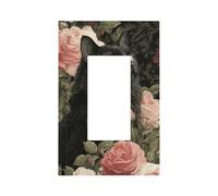 Plaque murale pour interrupteur mural motif chat noir roses vintage gothique fantaisie 1 interrupteur à bascule 1 gang décoration de prise de courant pour la maison, la cuisine, la salle de bain