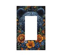 Plaque murale pour interrupteur mural motif ours et fleurs colorées - 1 interrupteur à bascule - Décoration pour la maison, la cuisine, la salle de bain