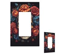 Plaque murale pour interrupteur - Tête de mort entourée de fleurs - Plaque murale décorative pour prise électrique - Plaque frontale pour salle de bain et cuisine - 12,7 x 7,6 cm