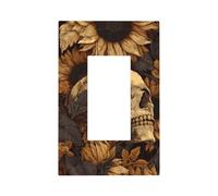 Plaque murale pour interrupteur tête de mort humain et tournesols - Plaque murale à bascule unique - Décoration pour la maison, la cuisine, la salle de bain
