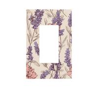 Plaque murale pour interrupteur violet lavande et feuilles - Plaque murale à bascule simple - Décoration pour la maison, la cuisine, la salle de bain