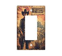 Plaque murale pour interrupteur Western Cowboy Wanted 1 gang à bascule simple, plaque frontale électrique rétro sud-ouest pour décoration de chambre à coucher, salle de bain, plaque de commutation
