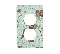 Plaque murale pour prise de courant électrique avec impression de loutres.