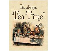 Plaque murale publicitaire en métal Alice au pays des merveilles It'S Always Tea Time ou cadre photo encadré décoration murale de ferme 20,3 x 30,5 cm