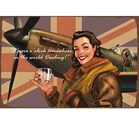 Plaque murale publicitaire en métal Spitfire - Motif avion britannique - Raf - 20,3 x 30,5 cm - A5