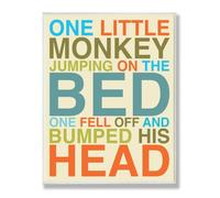 Plaque murale rectangulaire « The Kids Room by Stupell One Little Singe Jumping on the Bed »