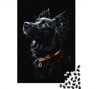 Plaque Murale Rétro 38x26cm/1000pcs avec Black & Gold Australian Shepherd pour L’Atelier, Plaque Décorative pour Les Bricoleurs