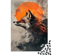 Plaque Murale Rétro 38x26cm/1000pcs avec Fox in Firelight pour Le Pub Ou Le Café, pour Un Mur Décoratif Pendant Les Mois D’Hiver