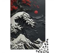 Plaque Murale Rétro 38x26cm/1000pcs avec Great Wave Off Kanagawa pour Le Coin Bar, Cadeau De Noël pour Les Personnes Décorant Le Coin Bar