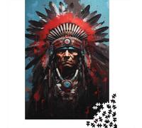 Plaque Murale Rétro 38x26cm/1000pcs avec Native American Indian Chief Art Print pour Le Salon, pour Les Collectionneurs De Plaques Et De Déco Rétro