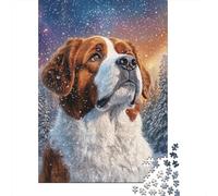 Plaque Murale Rétro 38x26cm/1000pcs avec Starry Saint Bernard pour Le Pub Ou Le Café, Idée Cadeau De Noël pour Les Passionnés D’Ambiance Café