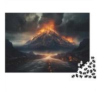 Plaque Murale Rétro 38x26cm/1000pcs avec Volcano Eruption Scene pour Le Salon, Déco Métal pour Le Salon, Le Coin Lecture Et L’entrée