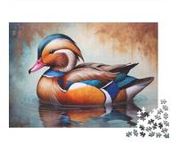 Plaque Murale Rétro 52x38cm/1000pcs avec Mandarin Duck in Water Painting pour Le Pub Ou Le Café, Idée Cadeau De Noël pour Les Passionnés D’Ambiance Café