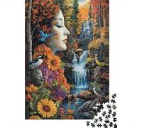 Plaque Murale Rétro 52x38cm/1000pcs avec Nature's Harmony A Woman's Profile in Flowers and Birds pour Le Salon, pour Les Collectionneurs De Plaques Et De Déco Rétro