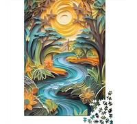 Plaque Murale Rétro 52x38cm/1000pcs avec Sun Over The River pour Le Pub Ou Le Café, pour Une Décoration Hivernale dans Le Pub Et Le Café