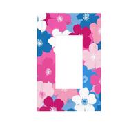 Plaque murale rétro à bascule pour interrupteur - Motif fleurs roses blanches bleues - Décoration pour la maison, la cuisine, la salle de bain