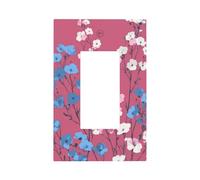 Plaque murale rétro à bascule simple pour interrupteur - Motif petites fleurs - Rose blanc bleu - Décoration pour la maison, la cuisine, la salle de bain