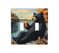 Plaque murale rétro avec motif ours noir - 11,4 x 11,4 cm