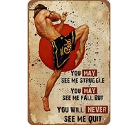 Plaque murale rétro en étain Muay Thai - Cadeau pour les amateurs de boxe - 20,3 x 30,5 cm