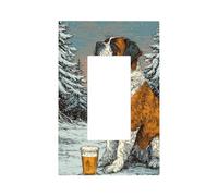 Plaque murale rétro en forme de chien et de bière - Motif arbre de forêt - Plaque murale à bascule unique - Décoration pour la maison, la cuisine, la salle de bain