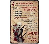 Plaque murale rétro en métal avec inscription Jack Sally I Fell In Love With You My Whole Heart 20,3 x 30,5 cm