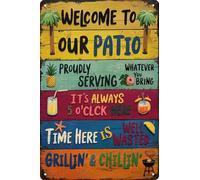 Plaque murale rétro en métal « Welcome To Our Patio BBQ » - 30,5 x 20,3 cm