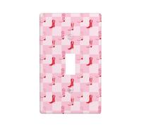 Plaque murale rétro rose en damier, 1 plaque murale de taille standard 11,4 x 7 cm, couvercle décoratif pour interrupteur à bascule en polycarbonate thermoplastique