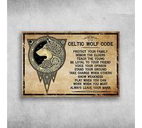 Plaque murale rétro vintage en métal avec code de loup celtique « Protect Your Decor » pour garage, tanette, café, bar, pub, club, décoration d'intérieur, 20,3 x 30,5 cm
