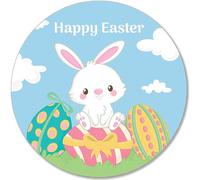 Plaque murale ronde avec oreilles de lapin chasse aux œufs Happy Easter Basket Jesus Has Risen Rabbit Candy Plaque ronde en métal Plaque décorative vintage pour maison, porte, jardin, bars, cafés 30