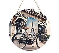 Plaque murale ronde en bois avec imprimé Tour Eiffel de Paris romantique pour la maison, le salon, la chambre à coucher